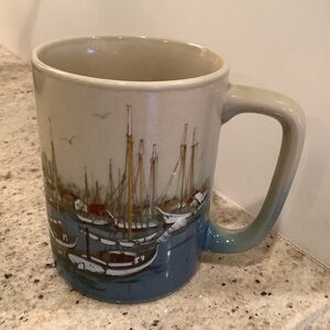Otagiri Scenic Boat Harbor Ceramic Mug Japan
